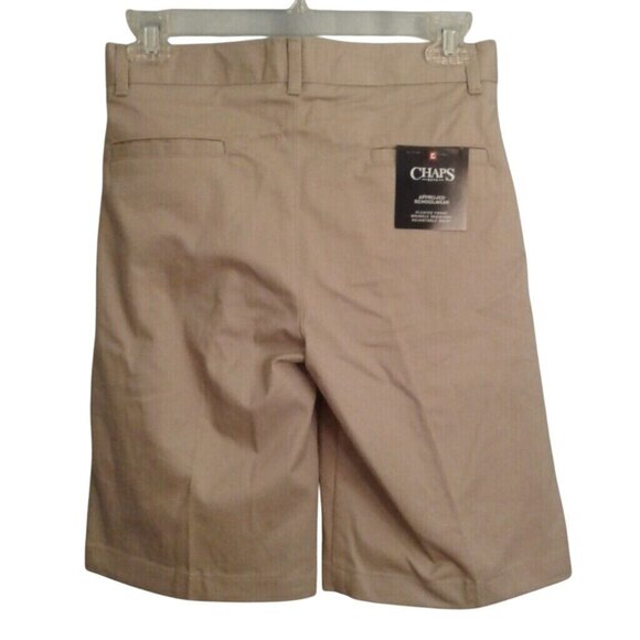 Chaps Size 12 Shorts Boys Khaki School Uniform Pleated Front Adjustable NEW - Picture 2 of 8